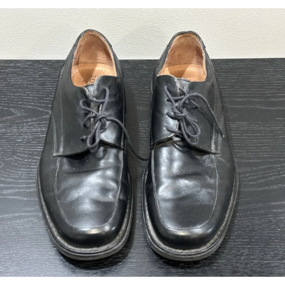Y2K Bostonian Oxford Black Leather Split Toe Dress Shoes Men's Size 10 Italy